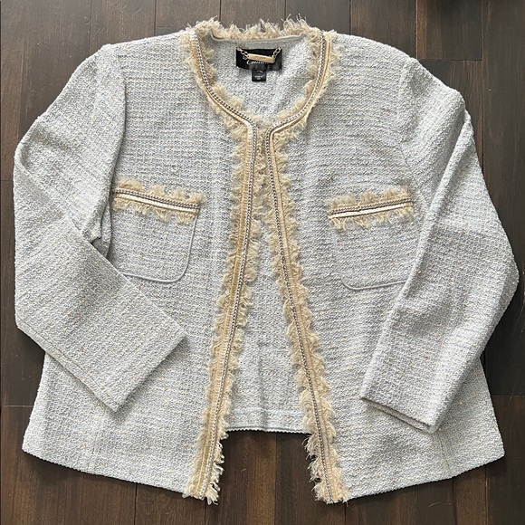 St. John Jackets & Blazers - St. John Light Blue and Cream Tweed Jacket